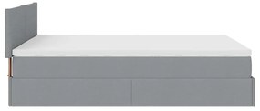 Ottomán ágy matraccal világosszürke 140x190 cm szövet