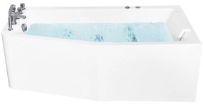 Bal oldali fehér whirlpool masszázskád 170 x 80 cm TALITA Beliani