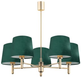 Argon 2145 - Csillár rúdon PONTE 5xE27/15W/230V zöld/sárgaréz