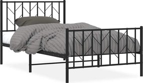 vidaXL fekete fém ágykeret fej- és lábtámlával 100 x 200 cm