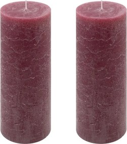 Rusztikus gyertya készlet 20 cm Ø 7,5 cm 2 db bordó