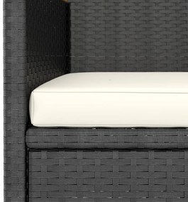 4 részes fekete polyrattan kerti szék- és zsámolyszett