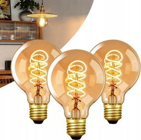 3x Dekorációs Izzó E27 Retro Edison Füstös Üveg Erős