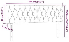 sötétszürke szövet LED-es fejtámla 144 x 7 x 78/88 cm