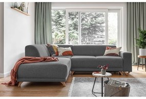 Szürke kinyitható-tárolóhelyes sarokkanapé (bal oldali-L alakú) Classy Sophie – Miuform