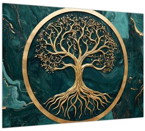 Üveg kép – Márványban lévő arany életfa (70x50 cm)