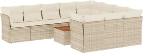 vidaXL 11 részes bézs polyrattan kerti ülőgarnitúra párnákkal