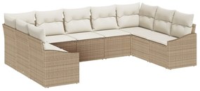 vidaXL Kerti Kanapé Szett tárolóval 9 pcs Beige és krém polirattan