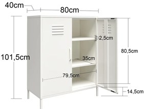 Fehér fém szekrény 40x102x80 cm Mission District – Støraa