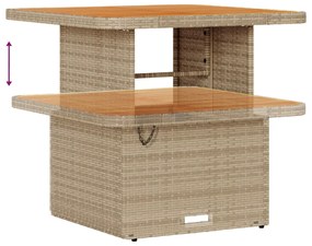 10 darabos kertibútor garnitúra párnákkal bézs poli rattan akáccal, 3 darabos kertivacsora garnitúra párnákkal bézs poli rattan akáccal