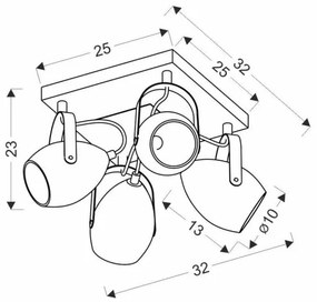 spotlámpa ANICA 4xE14/40W/230V fekete/réz