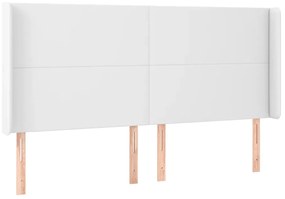 fehér műbőr fejtámla szárnyakkal 183x16x118/128 cm
