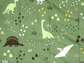 Pamut ágynemű kiságyhoz DINO STEPS sötétzöld Ágyneműhuzat mérete: 45 x 65 cm | 90 x 135 cm