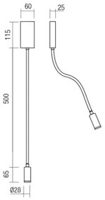Redo 01-2755 - WALLIE LED flexibilis lámpa LED/3W/230V USB CRI 90 fekete