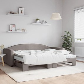 tópszínű kihúzható szövet heverő matracokkal 90 x 200 cm