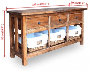 tömör mahagóni fa komód 100 x 30 x 50 cm