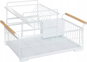 Edényszárító, kétszintes, Fehér Konyhai, Csepegtető Tálcával