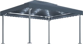 vidaXL antracitszürke alumíniumpavilon LED fényfüzérrel 400 x 300 cm