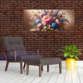 Kép - Asztal tele virágokkal (120x50 cm)
