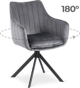 Forgó étkezőszék MUMBAI szürke bársony
