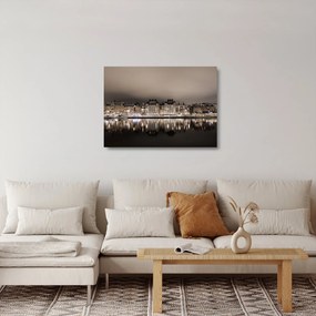Egy város képe a félhomályban (üvegen) (70x50 cm)