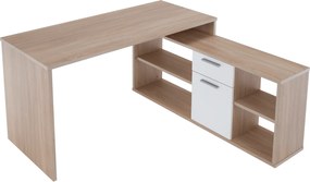 Sarok íróasztal, sonoma tölgy/fehér, NOE NEW