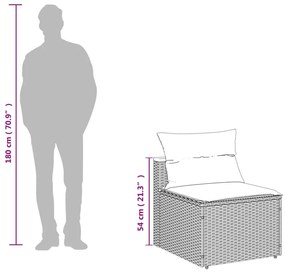 vidaXL 5 részes szürke polyrattan akácfa kerti ülőgarnitúra párnákkal