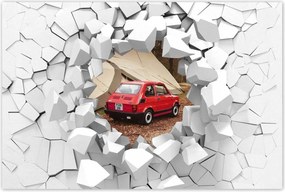 Poszterek 90x60 Piros kisautó Fiat 126p