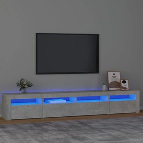 Betonszürke TV-szekrény LED-lámpákkal 240x35x40 cm