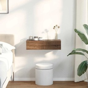 Falipolc fiókokkal barna tölgy 60x26,5x15 cm műszaki fa
