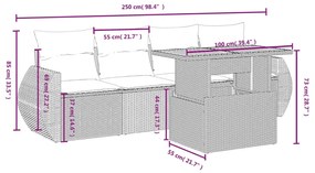 5 részes bézs polyrattan kerti ülőgarnitúra párnákkal