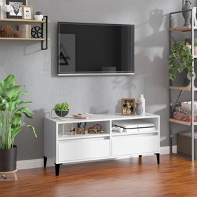 Magasfényű fehér szerelt fa TV-szekrény 100 x 34,5 x 44,5 cm