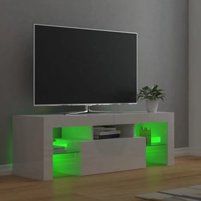 magasfényű fehér TV-szekrény LED-lámpákkal 120 x 35 x 40 cm