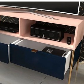 Polka sötétkék és rózsaszín tv szekrény