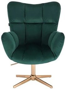 HR650CROSS Sötétzöld modern velúr szék arany lábbal