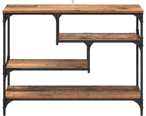 Konzolasztal polcokkal Régi fa 100 x 30 x 75 cm Faanyag