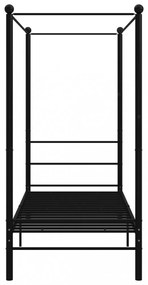 fekete fém baldachinos ágykeret 100 x 200 cm