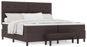 Box Spring Ágy matraccal és padtartóval Sötét Barna 200x200 cm Szövet