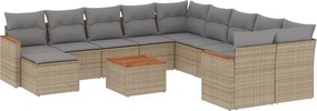 vidaXL 12 részes vegyes bézs polyrattan kerti ülőgarnitúra párnákkal