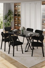 Axton étkezőgarnitúra, fekete márvány-fekete, 168 cm – TR240CHR2720
