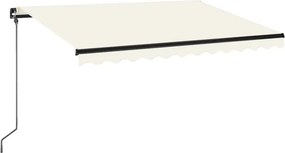 vidaXL krémszínű kézzel kihúzható LED-es napellenző 350 x 250 cm