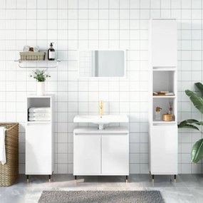 Magasfényű fehér műfa fürdőszobaszekrény 58 x 33 x 60 cm