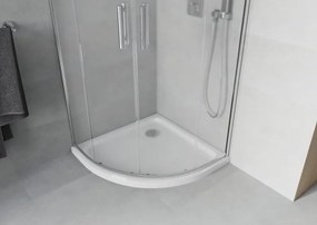 Mexen Rio zuhanykabin félkör alakú 80 x 80 cm, zúzmara, króm + Flat zuhanytálca, fehér - 863-080-080-01-30-4110