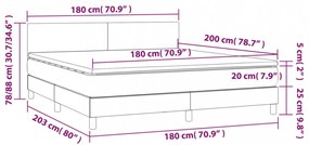 tópszínű szövet rugós és LED-es ágy matraccal 180 x 200 cm