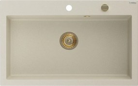 Mexen Elix gránit mosogató 1-medencés 800 x 500 mm, bézs, arany szifon - 6527801005-69-G