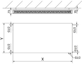 Mexen CVF21, lapos radiátor 600 x 600 mm, alsó csatlakozás, 726 W, antracit, W621F-060-060-66