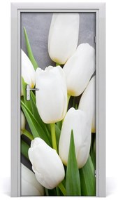 Poszter tapéta ajtóra fehér tulipán 95x205 cm
