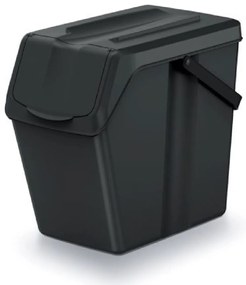 PROSPERPLAST SORTIBOX II újrahasznosított fekete hulladékgyűjtő, térfogat 25L