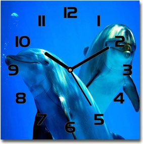 Modern lógó üveg falióra Két delfin 30x30