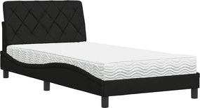 vidaXL fekete szövet ágy matraccal 100x200 cm